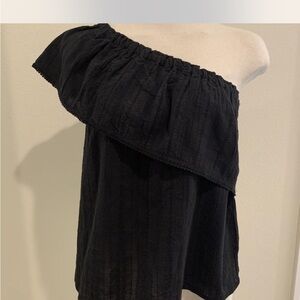 Chic Black Ruffle Off-Shoulder Blouse